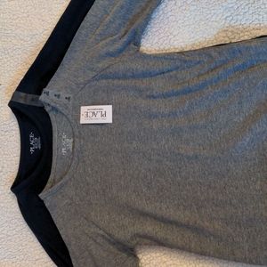 Long sleeve (2) gray & navy - size medium